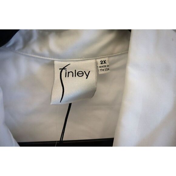 Finley 312897 Women Sz 2XL White Silky Poplin L/S Roll Tab Button-Up Shirt - Picture 3 of 10